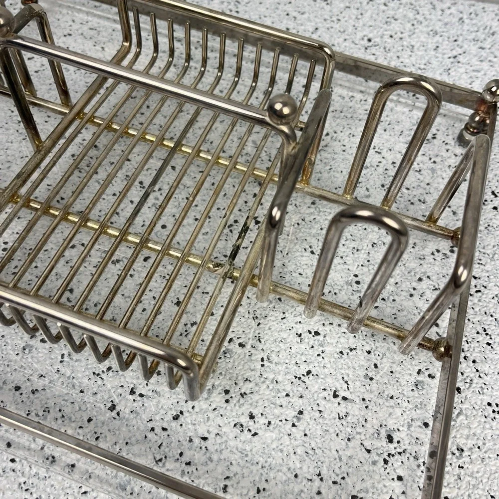 Vintage Acrylic & Chrome Tray Letter Holder Desk‎ Organizer Vanity Tray